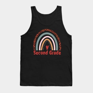 Second Grade Fun Gift Leopard Rainbow Design Tank Top